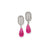 Sterling Silver Red Stone & Clear CZ Earrings