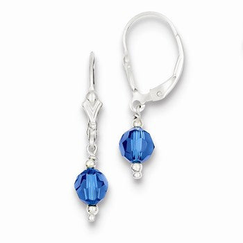 Sterling Silver Royal Blue Swarovski Elements Leverback Earrings