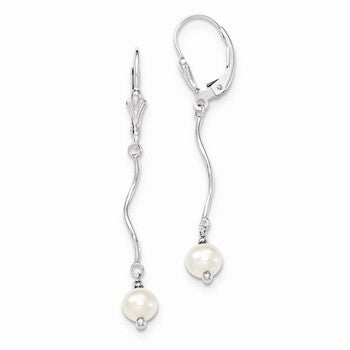 Sterling Silver Cultured Pearl Leverback Earrings