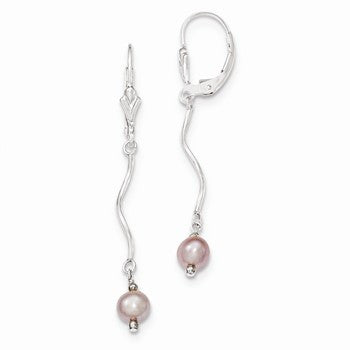 Sterling Silver Cultured Pearl Leverback Earrings