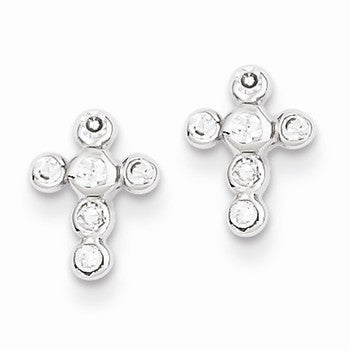 Sterling Silver CZ Cross Earrings
