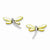 Sterling Silver CZ Yellow Mother of Pearl Dragonfly Earrings