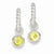 Sterling Silver Twist Hoops w/Round Bezel Yellow CZ Earrings