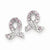 Sterling Silver Pink CZ Ribbon Earrings