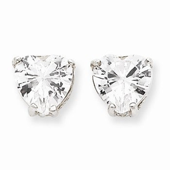 Sterling Silver Heart CZ Stud Earrings