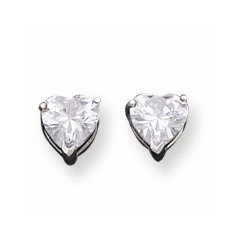 Sterling Silver 7mm Heart CZ Post Earrings