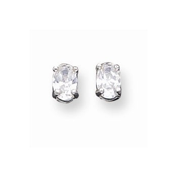 Sterling Silver 4x6mm Oval CZ Stud Earrings