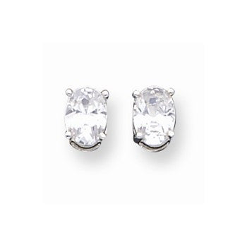 Sterling Silver 5x7mm Oval CZ Stud Earrings