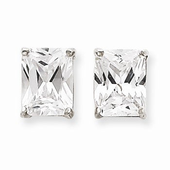 Sterling Silver Emerald CZ Stud Earrings