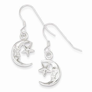 Sterling Silver Moon Star Earrings