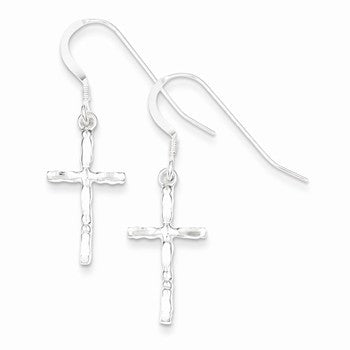 Sterling Silver Polished Cross Earrings