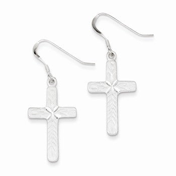 Sterling Silver Cross Shepherd Hook Earrings