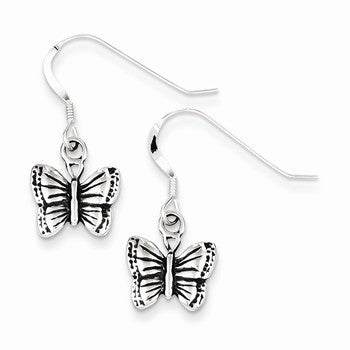 Sterling Silver Antiqued Butterfly Earrings