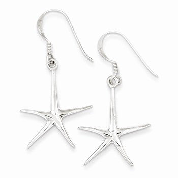 Sterling Silver Star Fish Dangle Earrings