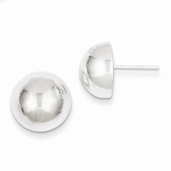 Sterling Silver 12mm Half Ball Earrings