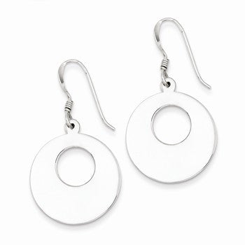 Sterling Silver Circle Disk Dangle Earrings