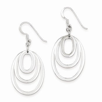 Sterling Silver Triple Oval Dangle Earrings