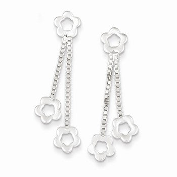 Sterling Silver Flower Dangle Earrings