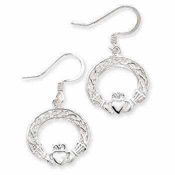 Sterling Silver Celtic Knot Claddagh Earrings