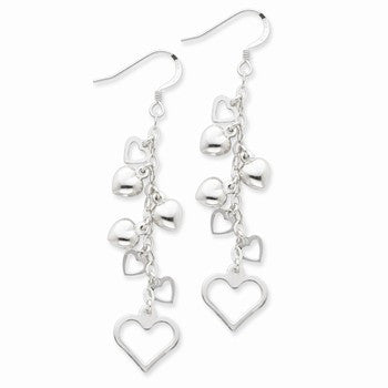 Sterling Silver Heart Drop Earrings