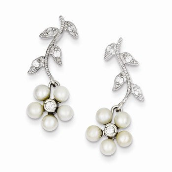 Sterling Silver Freshwater Cultured Pearl CZ Post Earrings