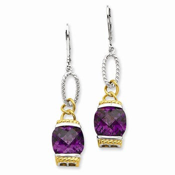 Sterling Silver Vermeil Purple CZ Earrings