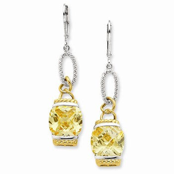 Sterling Silver Vermeil Light Yellow CZ Earrings