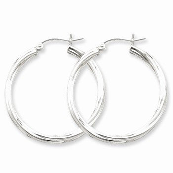 Sterling Silver Rhodium-plated Twisted Hoop Earrings