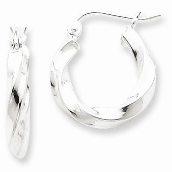 Sterling Silver Rhodium-plated Twisted Hoop Earrings