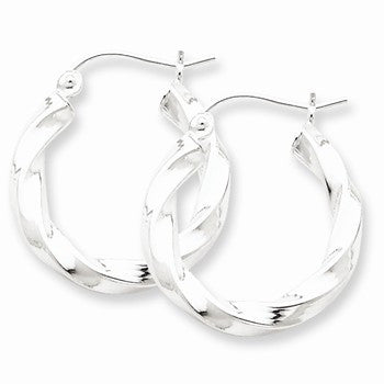 Sterling Silver Rhodium-plated Twisted Hoop Earrings