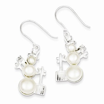 Sterling Silver Pearl Snowman Earrings