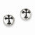 Sterling Silver Antiqued Fleur-de-lis Cross Earrings