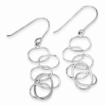 Sterling Silver Knot Linked Ovals Dangle Earrings