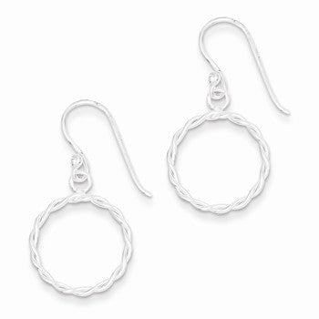 Sterling Silver Twisted Circle Dangle Earrings