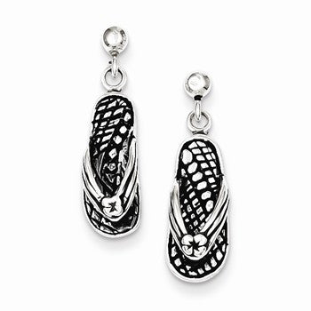 Sterling Silver Antiqued Dangling S&als Post Earrings