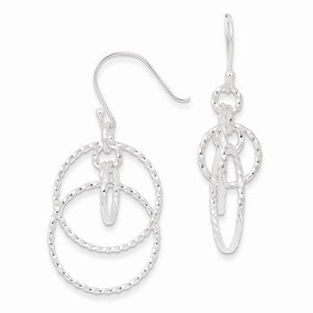 Sterling Silver Twisted Circles Dangle Earrings