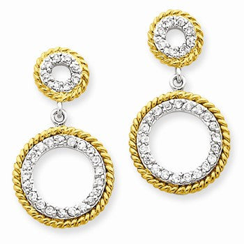 Sterling Silver Vermeil CZ Circle Post Earrings