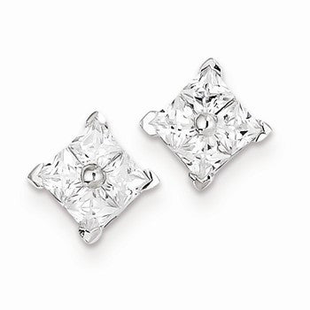 Sterling Silver CZ Square Post Earrings