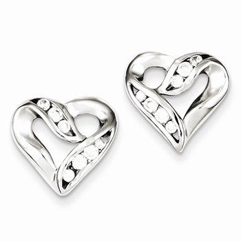 Sterling Silver CZ Heart Earrings