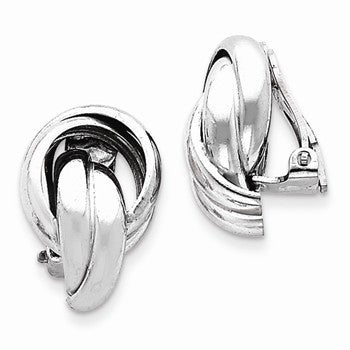 Sterling Silver Knot Design Clip Back Non-Pierced Earrings