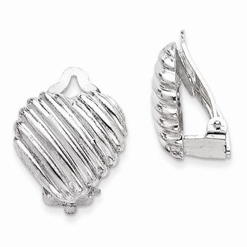 Sterling Silver Heart Clip Back Non-pierced Earrings