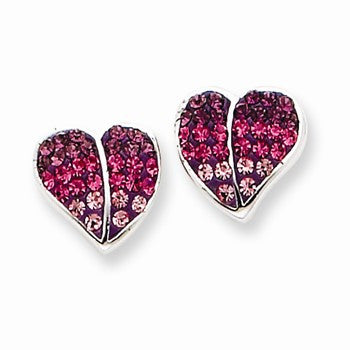 Sterling Silver CZ Ferido Style Heart Post Earrings