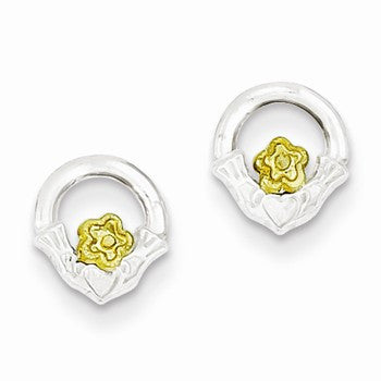 Sterling Silver Vermeil Claddagh Mini Earrings