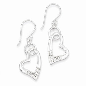 Sterling Silver w/ Stellux Crystal Heart Earrings