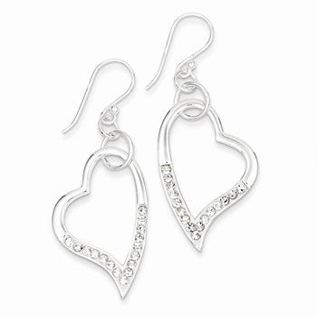 Sterling Silver w/ Stellux Crystal Heart Earrings