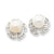 Sterling Silver CZ Simulated Pearl Post Earrings