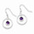 Sterling Silver Circle Dangle Purple CZ Earrings