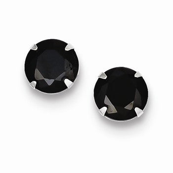 Sterling Silver Black CZ Stud Earrings