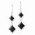 Sterling Silver Square Black CZ Dangle Earrings