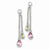 Sterling Silver Multicolor CZ Dangle Post Earrings